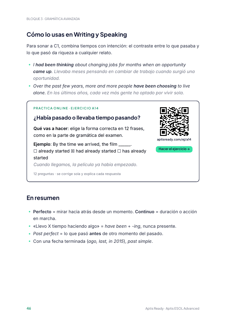 Página de muestra del libro Advanced: Una práctica con QR